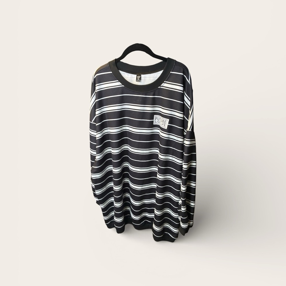 Black and White Striped Long Sleeve Dress